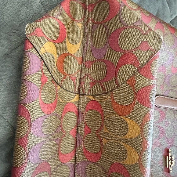 Coach Signature C City Tote in Pink, Orange, and Brown - Picture 4 of 6